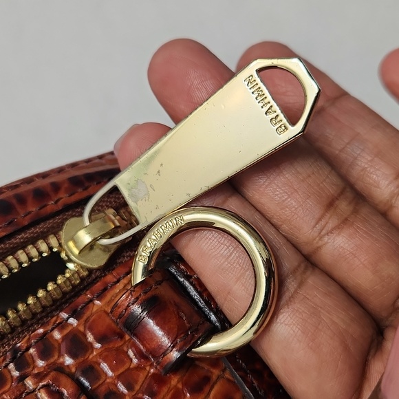 Brahmin Lane Crossbody Bag In Peacan Melbourne Croc Embossed Leather - Picture 12 of 15